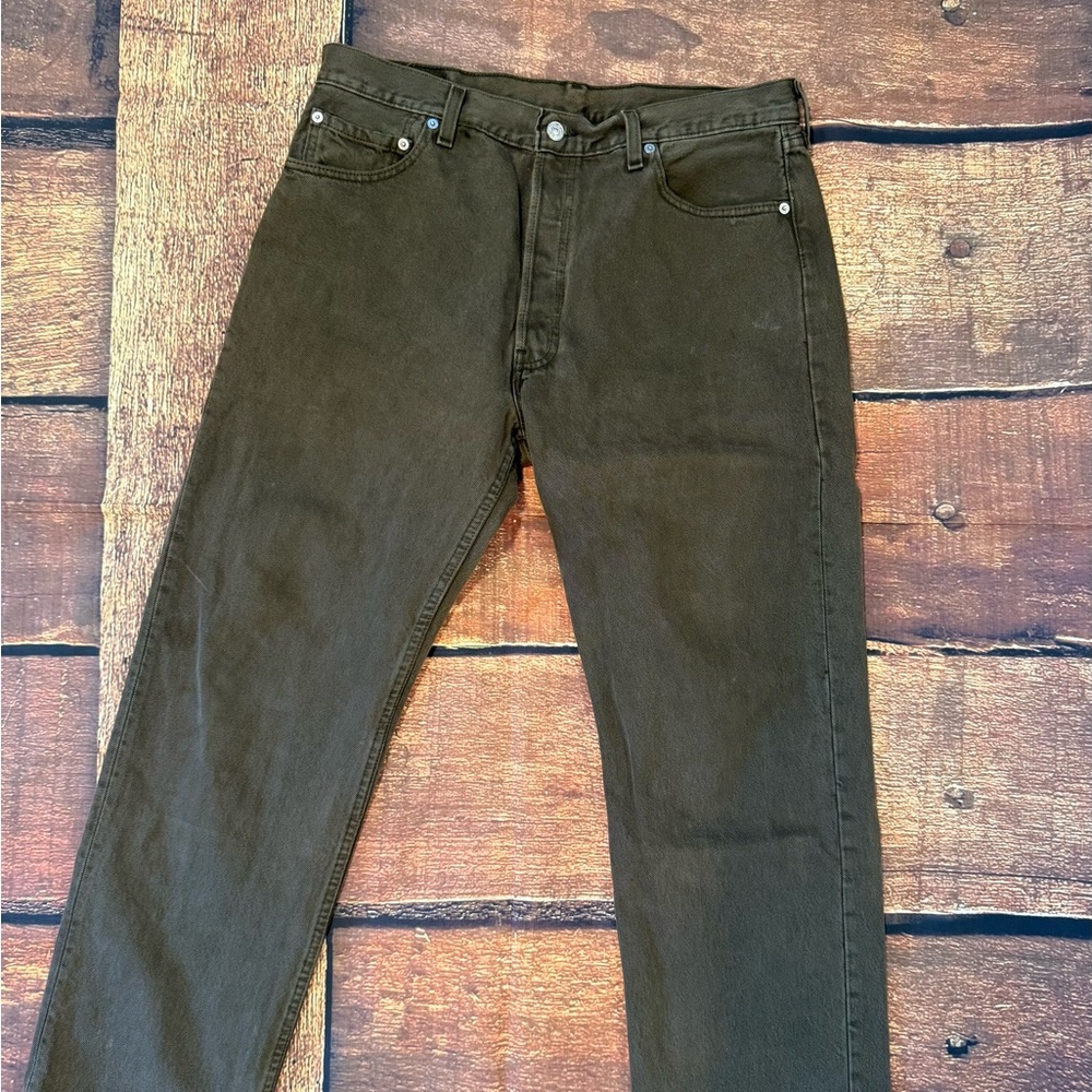 Levi's Olive Green 501 Jeans Black Label | W36 L32